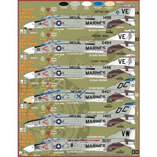Decals for 1/48 USMC F-4B/J Rhinos Decals for 1/48 USMC F-4B/J Rhinos