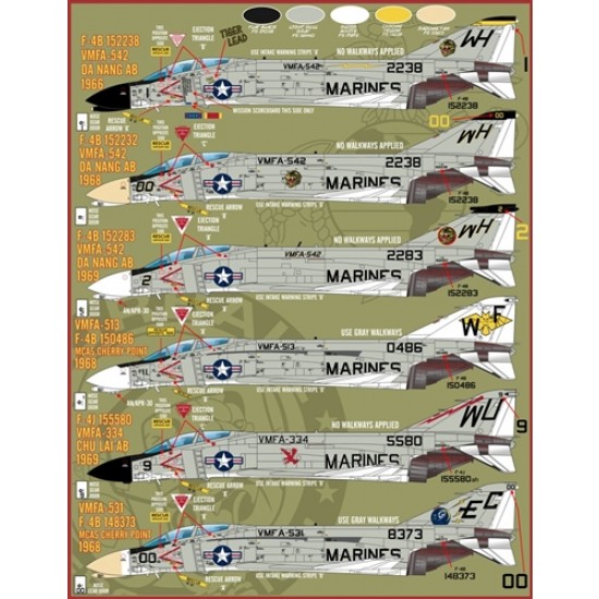 Decals for 1/48 USMC F-4B/J Rhinos Decals for 1/48 USMC F-4B/J Rhinos