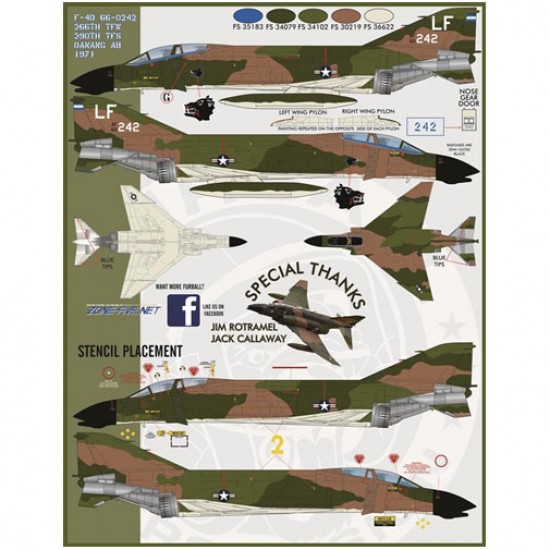 1/48 McDonnell Douglas F-4C/D Gunfighter Phantoms Decals Part 1 for Academy kit