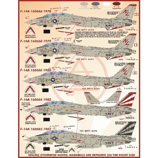 Decals for 1/48 F-14 VF-111 Sumdowners Anthology Decals for 1/48 F-14 VF-111 Sumdowners Anthology
