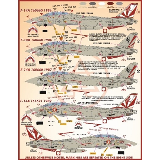 Decals for 1/48 F-14 VF-111 Sumdowners Anthology Decals for 1/48 F-14 VF-111 Sumdowners Anthology
