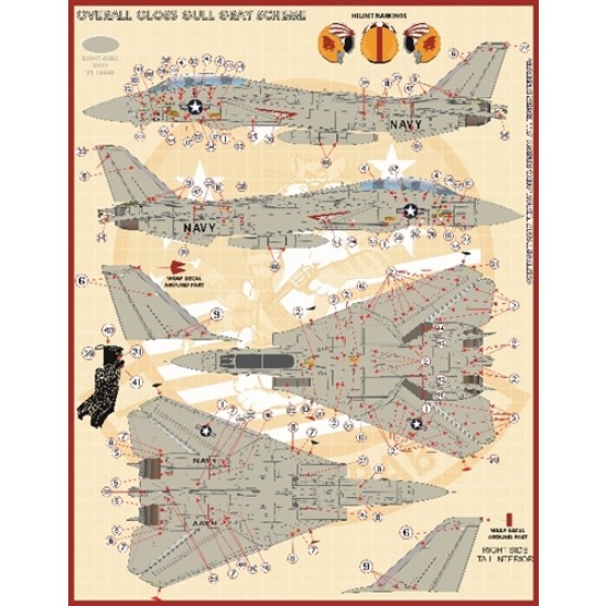 Decals for 1/48 F-14 VF-111 Sumdowners Anthology Decals for 1/48 F-14 VF-111 Sumdowners Anthology