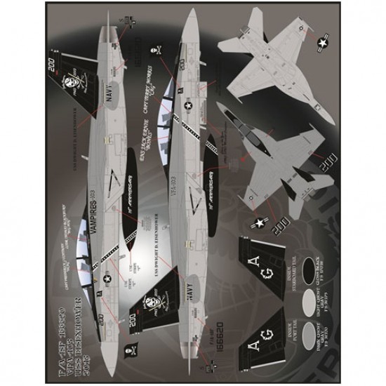 Decals for 1/48 F/A-18F Victory Super Hornets VFA-103 75th Anniversary CAG Jet Decals for 1/48 F/A-18F Victory Super Hornets VFA-103 75th Anniversary CAG Jet