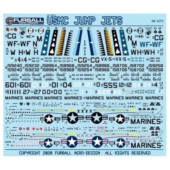 1/48 AV-8A/C USMC Jump Jets Decals for Kinetic/Monogram kits 1/48 AV-8A/C USMC Jump Jets Decals for Kinetic/Monogram kits
