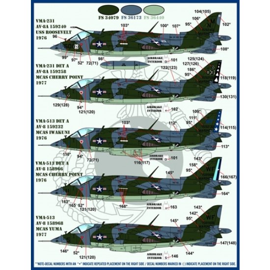 1/48 AV-8A/C USMC Jump Jets Decals for Kinetic/Monogram kits 1/48 AV-8A/C USMC Jump Jets Decals for Kinetic/Monogram kits