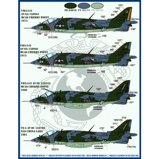 1/48 AV-8A/C USMC Jump Jets Decals for Kinetic/Monogram kits 1/48 AV-8A/C USMC Jump Jets Decals for Kinetic/Monogram kits