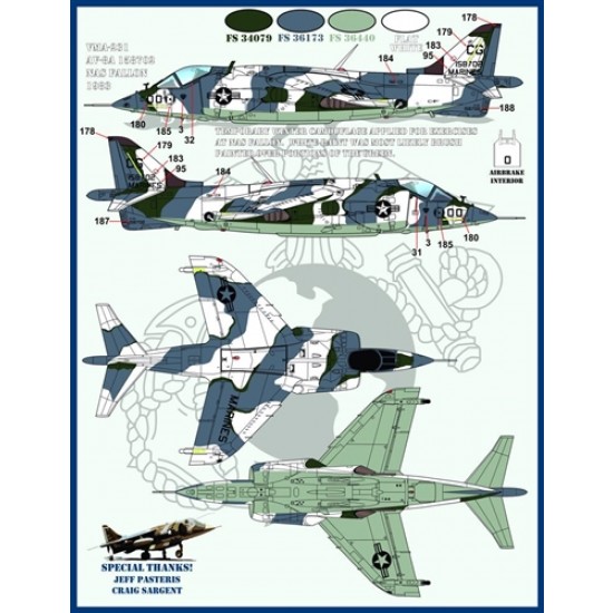 1/48 AV-8A/C USMC Jump Jets Decals for Kinetic/Monogram kits 1/48 AV-8A/C USMC Jump Jets Decals for Kinetic/Monogram kits