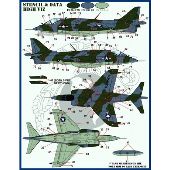 1/48 AV-8A/C USMC Jump Jets Decals for Kinetic/Monogram kits 1/48 AV-8A/C USMC Jump Jets Decals for Kinetic/Monogram kits