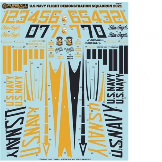 Decals for 1/48 US Navy F/A-18E/F Flight Demo Team 2021 Decals for 1/48 US Navy F/A-18E/F Flight Demo Team 2021