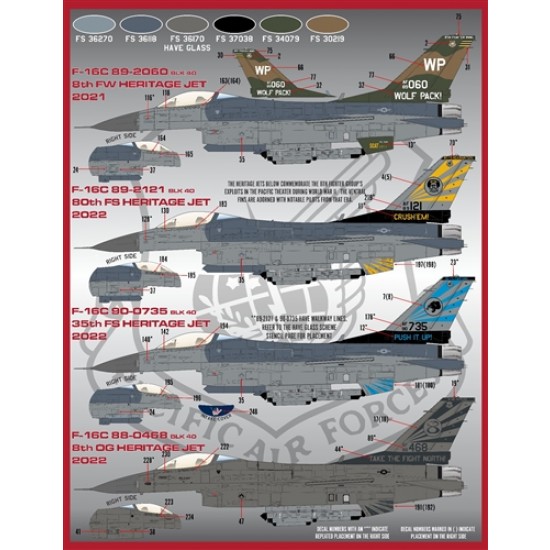 Decals for 1/48 PACAF F-16 Viper Demo Decals for 1/48 PACAF F-16 Viper Demo