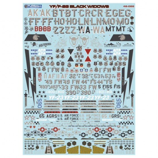 1/48 YF/F-23 Black Widows Decals for 2 Complete Jets 1/48 YF/F-23 Black Widows Decals for 2 Complete Jets