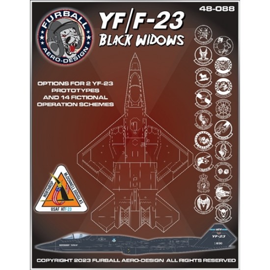 1/48 YF/F-23 Black Widows Decals for 2 Complete Jets 1/48 YF/F-23 Black Widows Decals for 2 Complete Jets