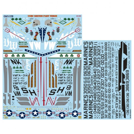 1/48 USMC Rhinos PT3 Decals for 8 F-4Ns and 2 F-4Js 1/48 USMC Rhinos PT3 Decals for 8 F-4Ns and 2 F-4Js