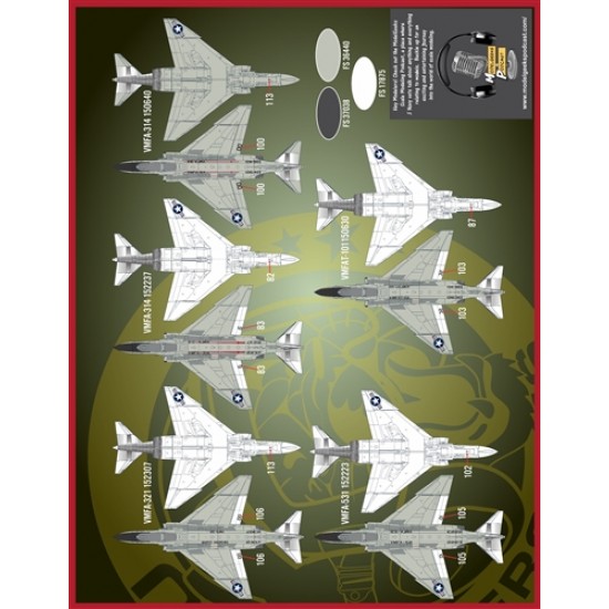1/48 USMC Rhinos PT3 Decals for 8 F-4Ns and 2 F-4Js 1/48 USMC Rhinos PT3 Decals for 8 F-4Ns and 2 F-4Js