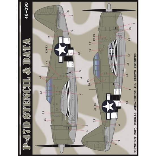Decals for 1/48 P-47D Stencils and Data (2 complete sets) Decals for 1/48 P-47D Stencils and Data (2 complete sets)