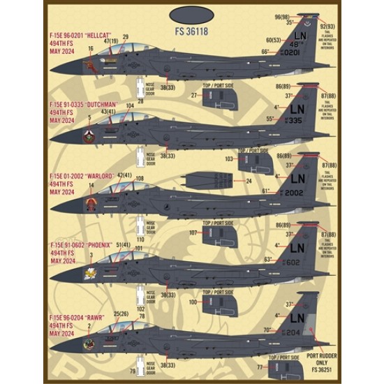 1/48 USAF F-15E Drone Killers 494th Fighter Squadron Decal 1/48 USAF F-15E Drone Killers 494th Fighter Squadron Decal