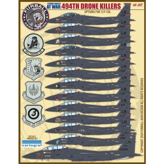 1/48 USAF F-15E Drone Killers 494th Fighter Squadron Decal 1/48 USAF F-15E Drone Killers 494th Fighter Squadron Decal