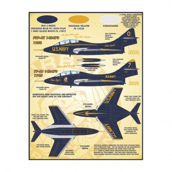 Decals for 1/48 Blue Angel Cougars Grumman F9F-8/TF-9J