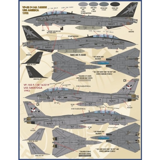 1/48 USN Tomcats Decal P.II - Atlantic Fleet F-14A/B Colours and Markings (REDUX) 1/48 USN Tomcats Decal P.II - Atlantic Fleet F-14A/B Colours and Markings (REDUX)