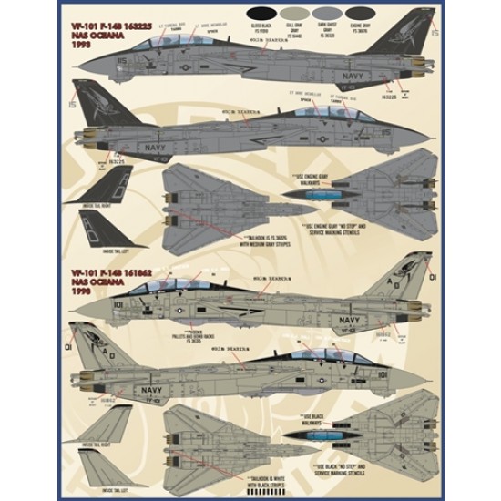 1/48 USN Tomcats Decal P.II - Atlantic Fleet F-14A/B Colours and Markings (REDUX) 1/48 USN Tomcats Decal P.II - Atlantic Fleet F-14A/B Colours and Markings (REDUX)