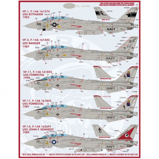 1/48 USN F-14 Tomcats Colours & Markings Part VIII Decals for Tamiya kits