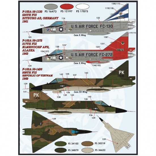 Decals for 1/48 USAF Convair F-102A Delta Dagger Colours & Markings