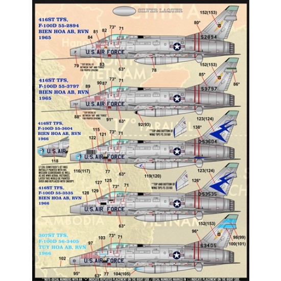 Decals for 1/48 Colours & Markings of USAF F-100s PT I