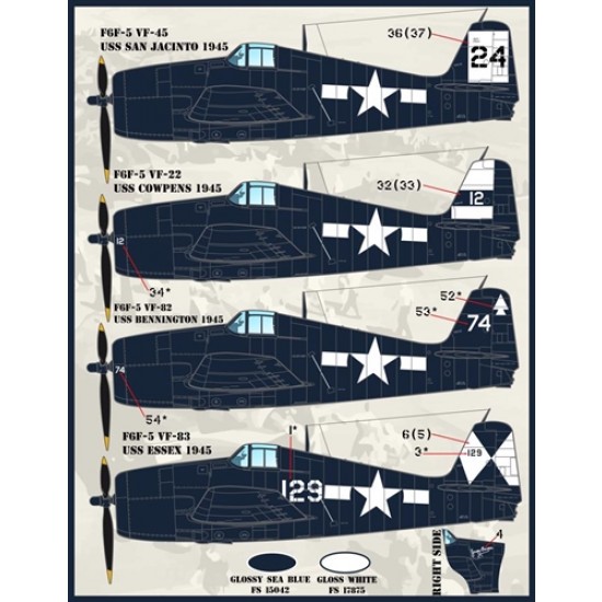 Decals for 1/48 Colours & Markings of  F6F-5 HELLCATS PART2