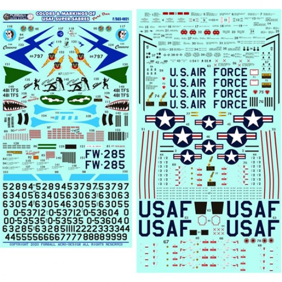 Decals for 1/72 Colours & Markings of USAF F-100s PT I Decals for 1/72 Colours & Markings of USAF F-100s PT I