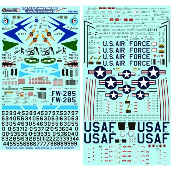 Decals for 1/72 Colours & Markings of USAF F-100s PT I