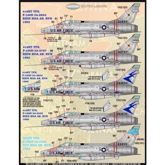 Decals for 1/72 Colours & Markings of USAF F-100s PT I Decals for 1/72 Colours & Markings of USAF F-100s PT I