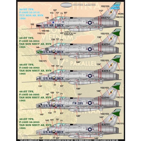 Decals for 1/72 Colours & Markings of USAF F-100s PT I Decals for 1/72 Colours & Markings of USAF F-100s PT I
