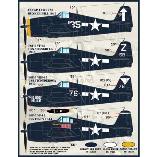 Decals for 1/72 Colours & Markings of F6F-5 HELLCATS PART1 Decals for 1/72 Colours & Markings of F6F-5 HELLCATS PART1