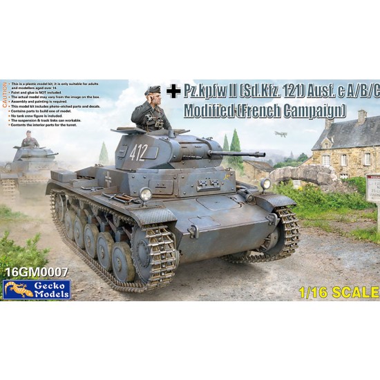1/16 PzKpfw II (Sd.Kfz. 121) Ausf. C A-B-C Modified (French Campaign) 1/16 PzKpfw II (Sd.Kfz. 121) Ausf. C A-B-C Modified (French Campaign)
