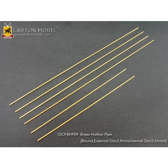 Brass Hollow Pipe (Round, Outer Diameter: 0.9mm, Inner Diameter: 0.54mm) Brass Hollow Pipe (Round, Outer Diameter: 0.9mm, Inner Diameter: 0.54mm)