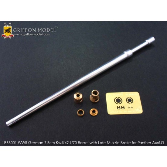 1/35 WWII 7.5cm KwK42 L/70 Barrel w/Late Muzzle Brake for Dragon Panther Ausf.G 6268/6370 1/35 WWII 7.5cm KwK42 L/70 Barrel w/Late Muzzle Brake for Dragon Panther Ausf.G 6268/6370