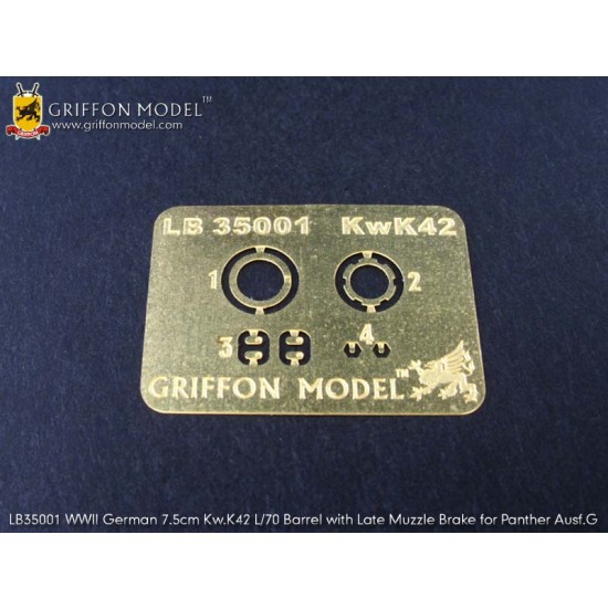 1/35 WWII 7.5cm KwK42 L/70 Barrel w/Late Muzzle Brake for Dragon Panther Ausf.G 6268/6370 1/35 WWII 7.5cm KwK42 L/70 Barrel w/Late Muzzle Brake for Dragon Panther Ausf.G 6268/6370