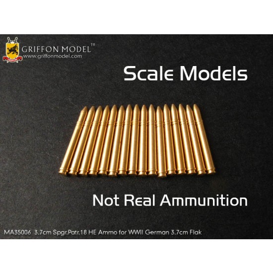 1/35 WWII German 3.7cm Flak Spgr.Patr.18 HE Full Round Ammo set (Brass, 16pcs) 1/35 WWII German 3.7cm Flak Spgr.Patr.18 HE Full Round Ammo set (Brass, 16pcs)