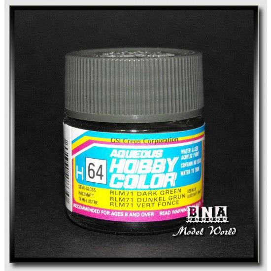 Water-Based Acrylic Paint - Semi-Gloss RLM71 Dark Green (10ml) Water-Based Acrylic Paint - Semi-Gloss RLM71 Dark Green (10ml)