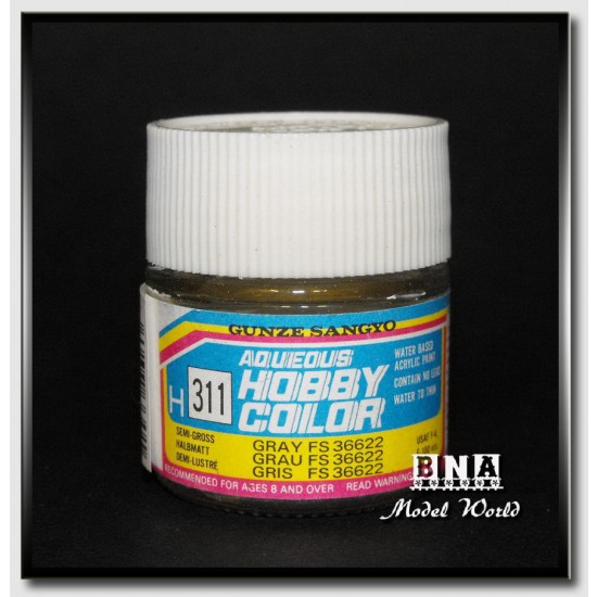 Water-Based Acrylic Paint - Semi-Gloss Grey (FS36622) 10ml Water-Based Acrylic Paint - Semi-Gloss Grey (FS36622) 10ml