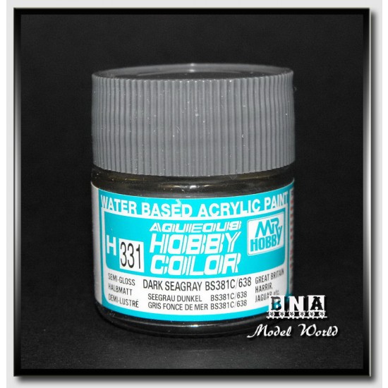 Water-Based Acrylic Paint - Semi-Gloss Dark Sea Grey BS381C/638 (10ml) Water-Based Acrylic Paint - Semi-Gloss Dark Sea Grey BS381C/638 (10ml)