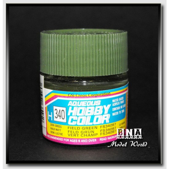 Water-Based Acrylic Paint - Semi-Gloss Field Green (FS 34097) 10ml Water-Based Acrylic Paint - Semi-Gloss Field Green (FS 34097) 10ml