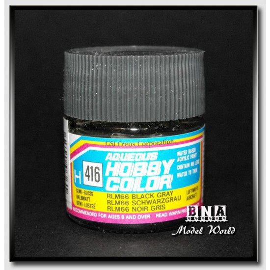 Water-Based Acrylic Paint - Semi-Gloss RLM 66 Black Grey (10ml) Water-Based Acrylic Paint - Semi-Gloss RLM 66 Black Grey (10ml)