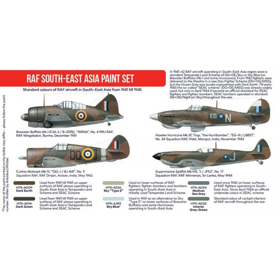 Acrylic Paint Set for Airbrush - RAF South-East Asia (6x 17ml) Acrylic Paint Set for Airbrush - RAF South-East Asia (6x 17ml)