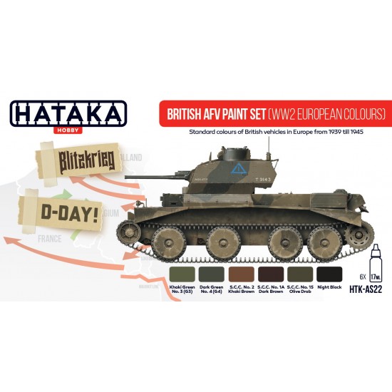 Acrylic Paint Set - WWII British AFV in Europe from 1939 till 1945 (17ml x 6) Acrylic Paint Set - WWII British AFV in Europe from 1939 till 1945 (17ml x 6)