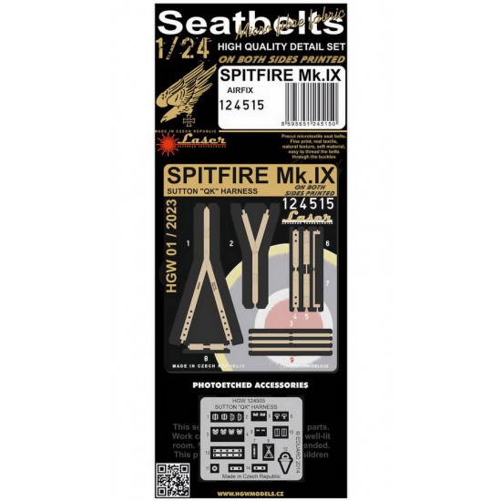 1/24 Spitfire Mk.IX Textile Seatbelts (laser) for Airfix kits 1/24 Spitfire Mk.IX Textile Seatbelts (laser) for Airfix kits