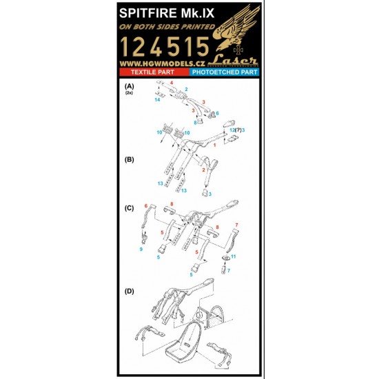 1/24 Spitfire Mk.IX Textile Seatbelts (laser) for Airfix kits 1/24 Spitfire Mk.IX Textile Seatbelts (laser) for Airfix kits