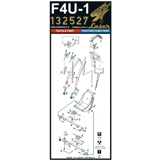 1/32 Vought F4U-1 Corsair Seatbelts (Laser Cut) for Tamiya kit 1/32 Vought F4U-1 Corsair Seatbelts (Laser Cut) for Tamiya kit