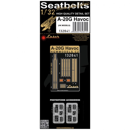 1/32 A-20G Havoc Seatbelts for Hk Models Kit 1/32 A-20G Havoc Seatbelts for Hk Models Kit