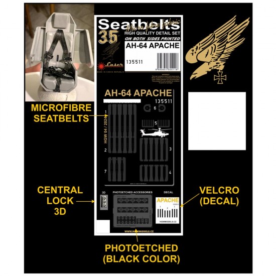 1/35 Ah-64 Apache Textile Seatbelts (microfibre and photo-etched buckles) 1/35 Ah-64 Apache Textile Seatbelts (microfibre and photo-etched buckles)